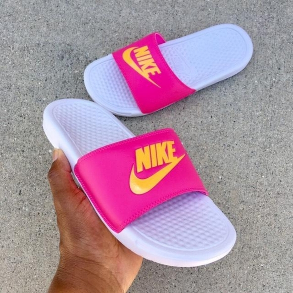 orange nike slides womens
